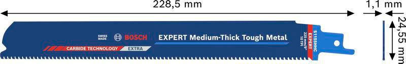 Bosch Säbelsägeblatt S1155HHC für Metall mittlerer Dicke, 225 mm, 10er-Pack