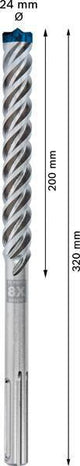Bosch Hammerbohrer Expert SDS max-8X Ø12 mm, Arbeitslänge 200 mm, Gesamtlänge 340 mm