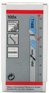 BOSCH Stichsägeblatt T 118 B HSS für Metall, 100 Stück, Zahnteilung 1,9-2,3 mm