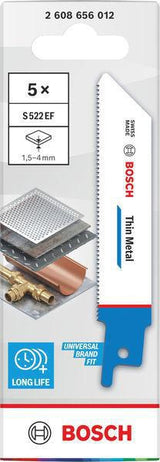 Bosch Säbelsägeblatt S 1122 EF, 225 mm, Bi-Metall, 5 Stück, für Metall und Rohre