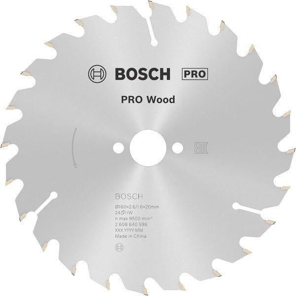 Bosch Kreissägeblatt PRO Wood AD 160 mm Z24 WZ für präzise Holzschnitte