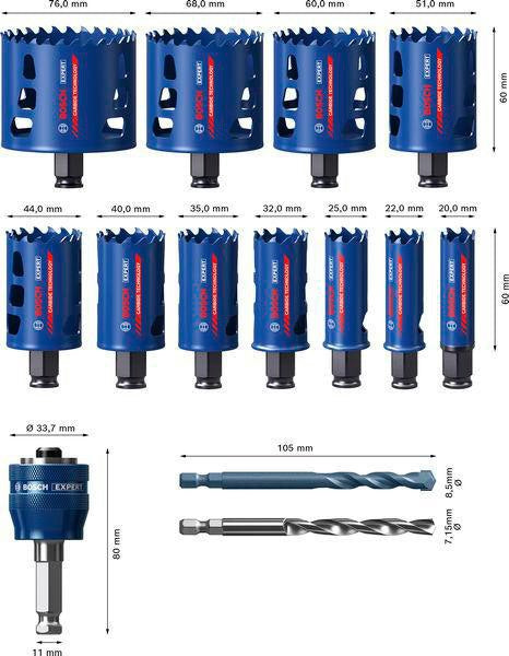 BOSCH Lochsägen-Set EXPERT Multi Material 8-teilig 22-68 mm Carbide Technology