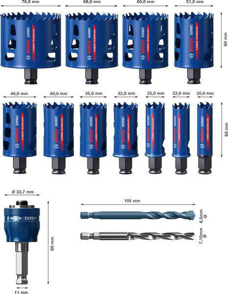 BOSCH Lochsägen-Set EXPERT Multi Material 8-teilig 22-68 mm Carbide Technology