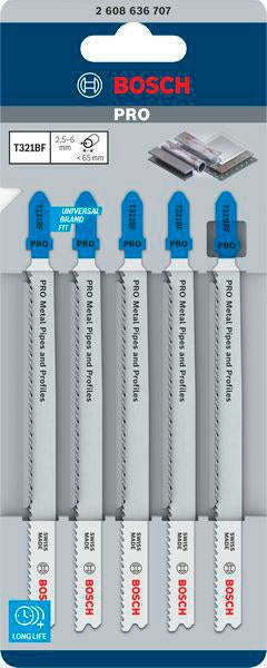 BOSCH Stichsägeblatt T 321 AF für schnelle Metallschnitte, 132 mm, BIM, 5 Stück pro Karte