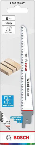 Bosch Säbelsägeblatt S 644 D, 150 mm, HCS, für Holz, Span, MDF und Kunststoff, 5er Pack
