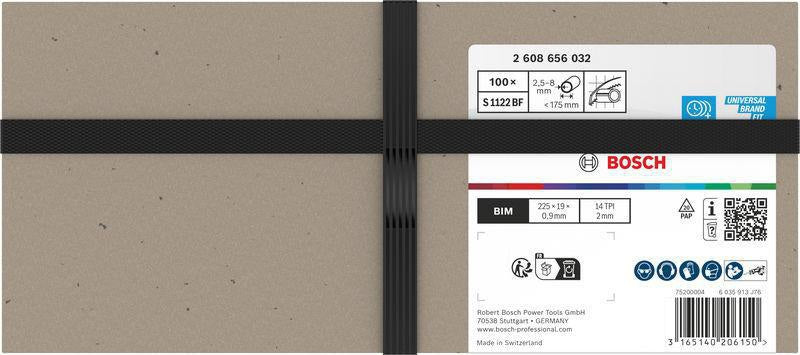 Bosch Säbelsägeblatt S 1122 EF, 225 mm, Bi-Metall, 5 Stück, für Metall und Rohre
