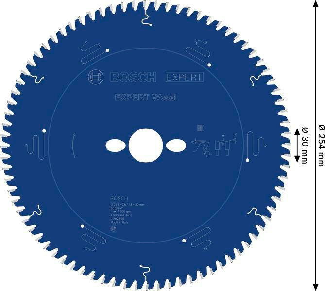 Bosch Kreissägeblatt Expert for Wood AD 254 mm Z54 WZ – für Tischkreissägen