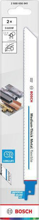 Bosch Säbelsägeblatt S 1122 EF, 225 mm, Bi-Metall, 5 Stück, für Metall und Rohre