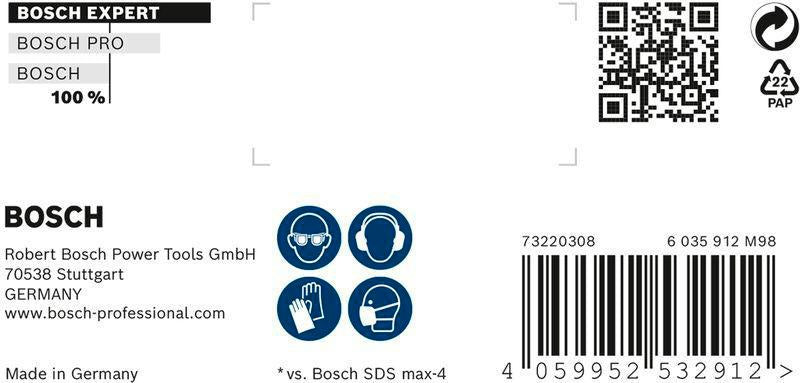 Bosch Hammerbohrer Expert SDS max-8X Ø12 mm, Arbeitslänge 200 mm, Gesamtlänge 340 mm