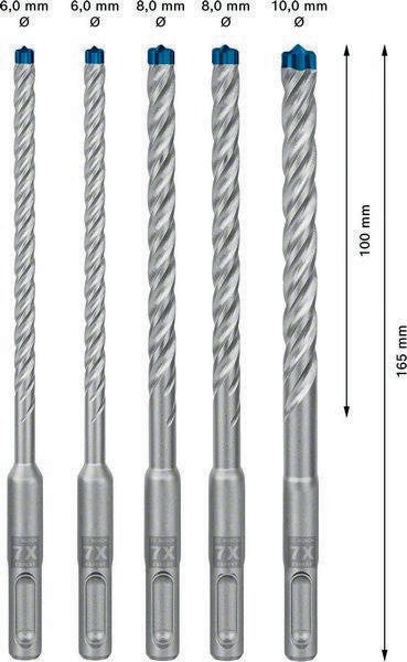 BOSCH Hammerbohrersatz Expert SDS plus-7X 5-teilig für Stahlbeton