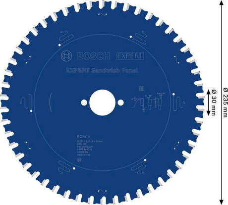 Bosch Kreissägeblatt Expert for Sandwich Panel 235 mm, 50 Zähne, HM, MTCG, Bohrung 30 mm
