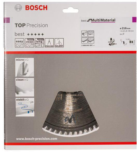 BOSCH Kreissägeblatt Top Precision Best for Multi Material 165 mm Z48 HLTCG für Tauch- und Handkreissägen
