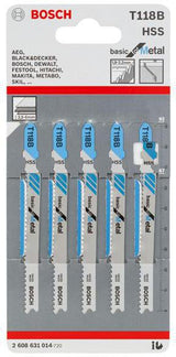 BOSCH Stichsägeblatt T 118 G HSS 5er-Pack für Metall und Buntmetall