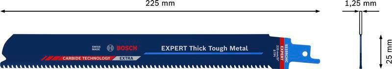 Bosch Säbelsägeblatt Expert Thick Tough Metal S955CHC, 150 mm, TPI 8, für dickes zähes Metall
