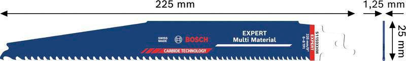 Bosch Säbelsägeblatt Expert Multimaterial 150 mm, Carbide-Technologie, TPI 6-8, für Metall, Holz, Kunststoff