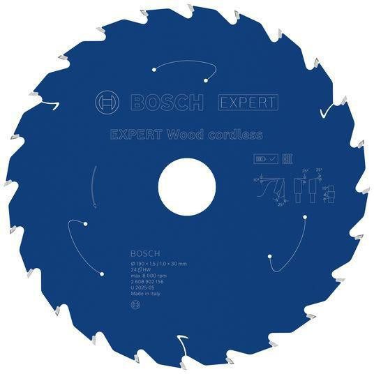 Bosch Kreissägeblatt Expert Wood AD 160 mm Z.24 WZ – Hartmetall-Sägeblatt für Akkusägen