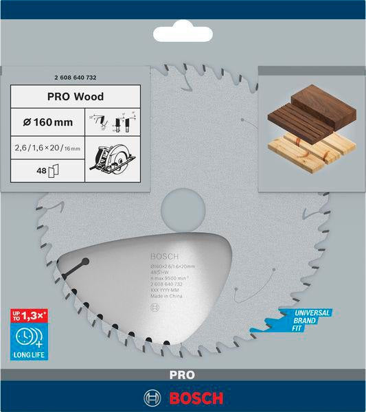 Bosch Kreissägeblatt PRO Wood AD 160 mm Z24 WZ für präzise Holzschnitte
