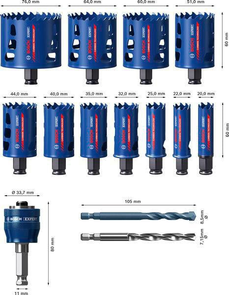 BOSCH Lochsägen-Set EXPERT Multi Material 8-teilig 22-68 mm Carbide Technology