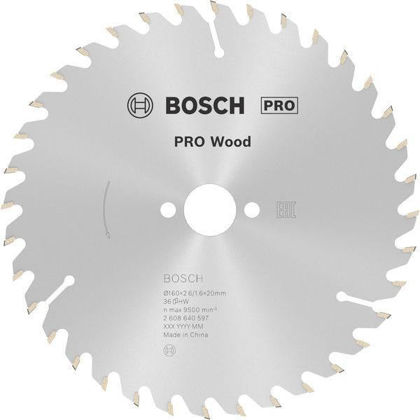 Bosch Kreissägeblatt PRO Wood AD 160 mm Z24 WZ für präzise Holzschnitte
