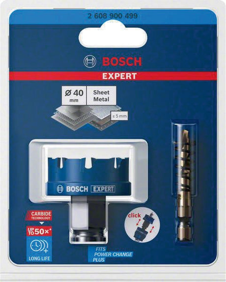 Bosch Lochsäge Expert Sheet Metal 20 mm – Carbide-Zähne für Edelstahl & härtesten Stahl, Power Change Plus