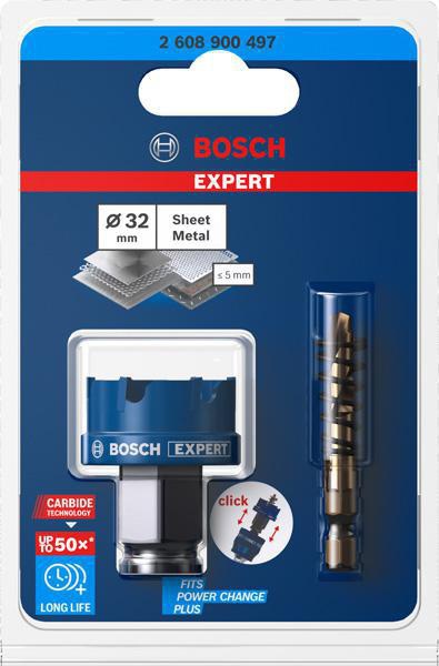 Bosch Lochsäge Expert Sheet Metal 20 mm – Carbide-Zähne für Edelstahl & härtesten Stahl, Power Change Plus