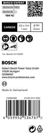 Bosch Säbelsägeblatt Hard Nail Pallets 225 mm, 10 Stück, S-Schaft, für Holz mit Metall