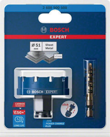 Bosch Lochsäge Expert Sheet Metal 20 mm – Carbide-Zähne für Edelstahl & härtesten Stahl, Power Change Plus