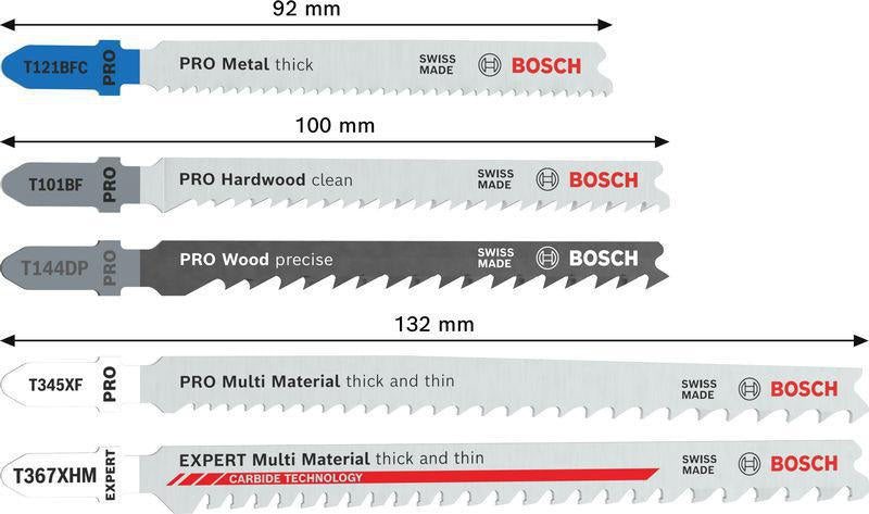 BOSCH Stichsägeblatt-Set JSB Multi-Material 15-teilig für Holz, Metall und Kunststoff