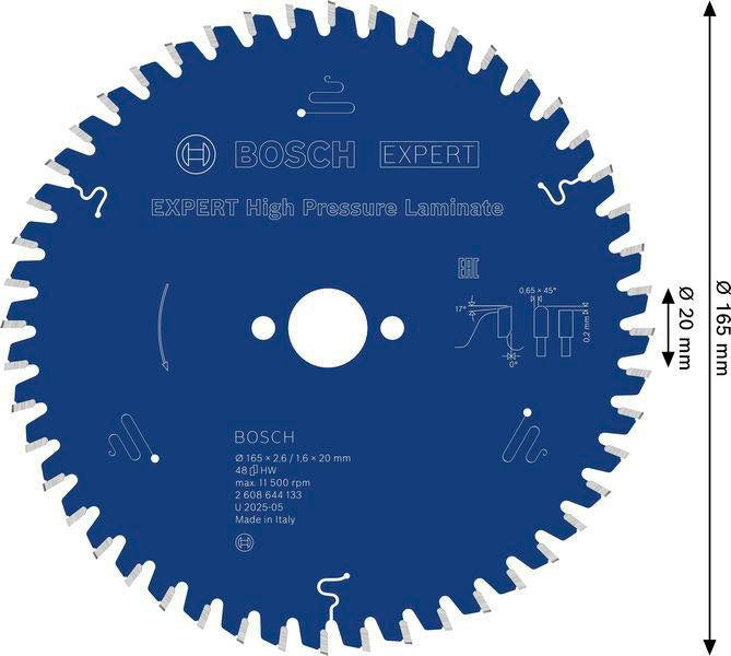 BOSCH Kreissägeblatt Expert for High Pressure Laminate 160 mm Z48 TR-F für saubere Schnitte