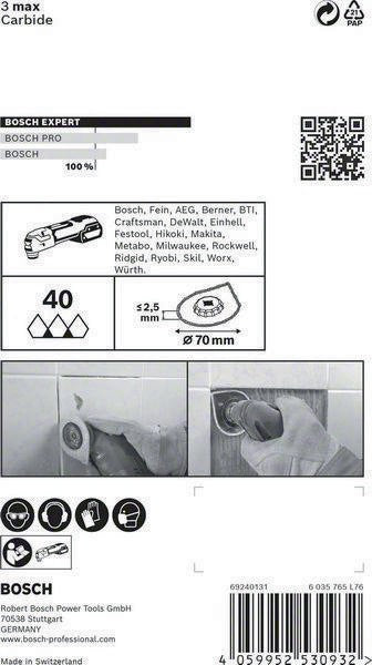 Bosch Segmentsägeblatt EXPERT AV Z70 RT4 Ø 70 mm Mörtel Starlock