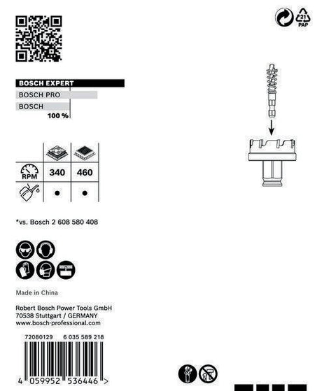 Bosch Lochsäge Expert Sheet Metal 20 mm – Carbide-Zähne für Edelstahl & härtesten Stahl, Power Change Plus
