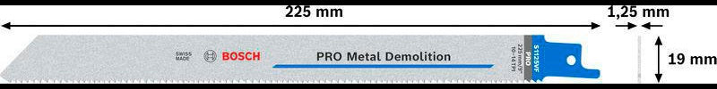 Bosch Säbelsägeblatt S 1122 EF, 225 mm, Bi-Metall, 5 Stück, für Metall und Rohre