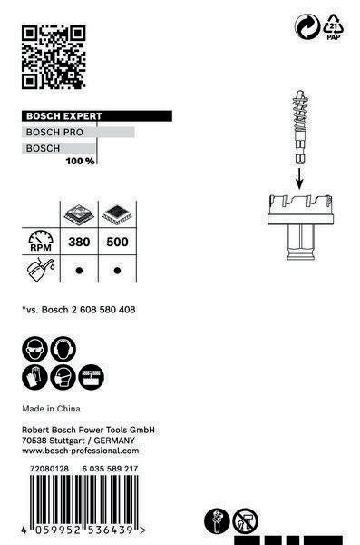 Bosch Lochsäge Expert Sheet Metal 20 mm – Carbide-Zähne für Edelstahl & härtesten Stahl, Power Change Plus