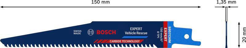 BOSCH Expert Automotive Steel S957CHM Säbelsägeblatt 150 mm für Automobilstahl
