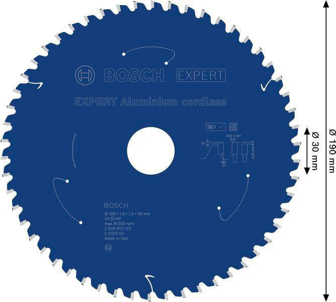 BOSCH Kreissägeblatt EXPERT Aluminum AD 165 mm Z.54 HLTCG – Extraschmale Schnittfuge