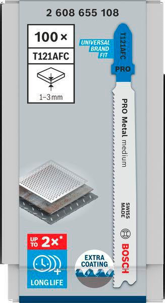 Bosch Stichsägeblatt PRO Metal medium T121AFC, 92 mm, BIM, AlTiN-beschichtet