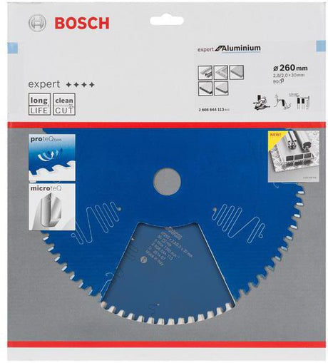 Bosch Kreissägeblatt EXPERT for Aluminium 260 mm, 80 Zähne, HLTCG, für saubere Schnitte in Nichteisenmetallen