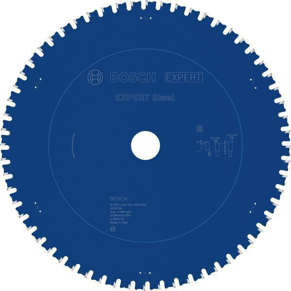 Bosch Kreissägeblatt EXPERT Steel AD 254 mm Z.60 HLTCG für Edelstahl