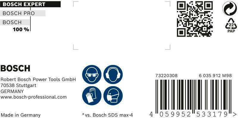 Bosch Hammerbohrer Expert SDS max-8X Ø12 mm, Arbeitslänge 200 mm, Gesamtlänge 340 mm