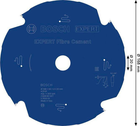 Bosch Kreissägeblatt EXPERT for Fiber Cement 168 mm, 4 Zähne, TCG, Bohrung 20 mm