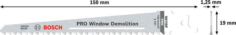 BOSCH Säbelsägeblatt S 611 DF, 150 mm, Bi-Metall, TPI 6, 5 Stück – für Holz und Metall