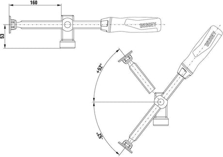 BESSEY Schwenkadapter TW28AV 160 mm für Bohrungs-Ø 28 mm – stufenlos schwenkbar