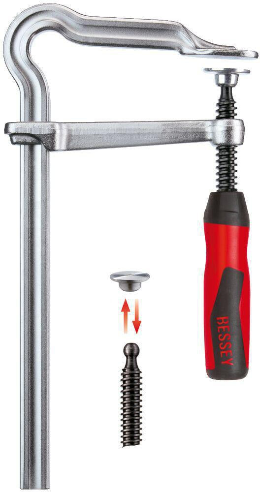 BESSEY Ganzstahlschraubzwinge OMEGA Spannweite 160 mm Ausladung 80 mm 2-K-Griff