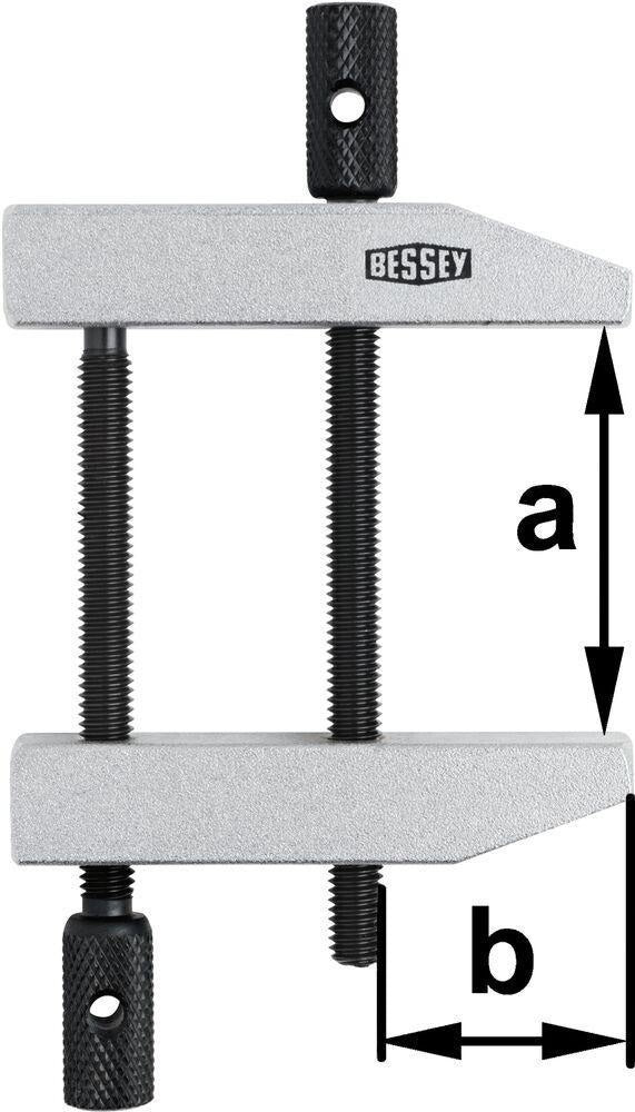 BESSEY Parallelschraubzwinge PA mit doppelter Spindelführung – 36 mm Spannweite, 19 mm Ausladung