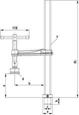BESSEY Spannelement TWM28 mit Spezialdruckplatte für Bohrungs-Ø 28 mm, Spannweite max. 300 mm
