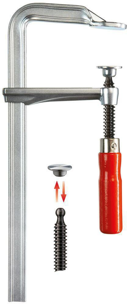 BESSEY Ganzstahlschraubzwinge GZ 100 mm Spannweite, 60 mm Ausladung, Holzgriff, 6000 N Spannkraft