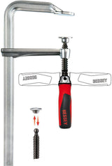 BESSEY Ganzstahlschraubzwinge GZ-KG mit 2-K-Klappgriff, 250 mm Spannweite, 120 mm Ausladung