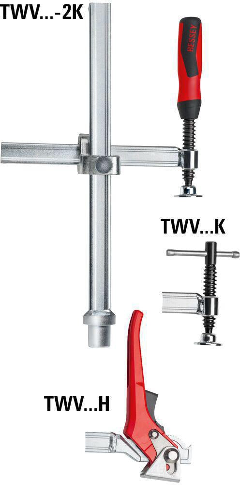 BESSEY Spannelement TWV mit variabler Ausladung für Schweißtische – max. 200 mm Spannweite