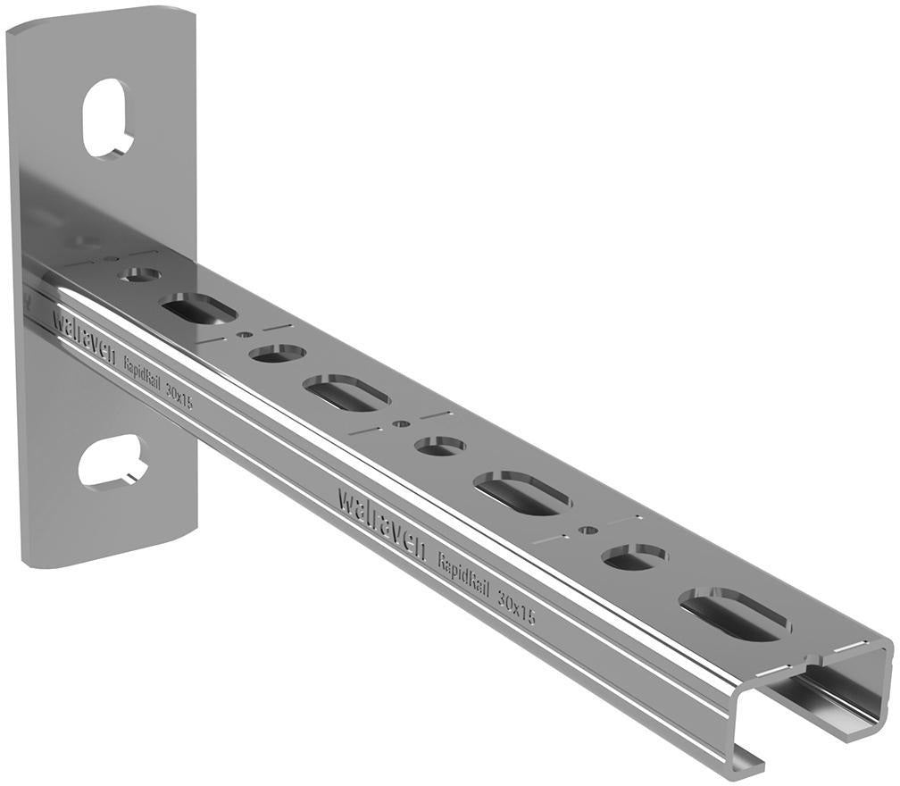 Walraven Wandkonsole RapidRail 30x15, 200 mm, mit Schnittmarkierungen, galvanisch verzinkt