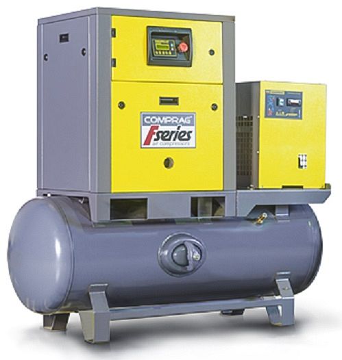 Comprag Schraubenkompressor FRD0308-270, montiert auf liegendem Behälter 270 l und, mit Kältetrockner, 0,46 m³/min, 8 bar, C-11410005